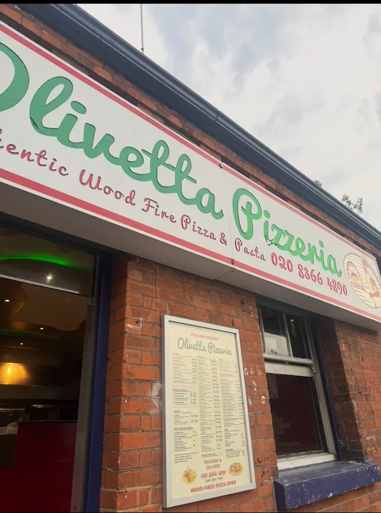 Olivetta Pizzeria shopfront on Lavender Hill, Enfield